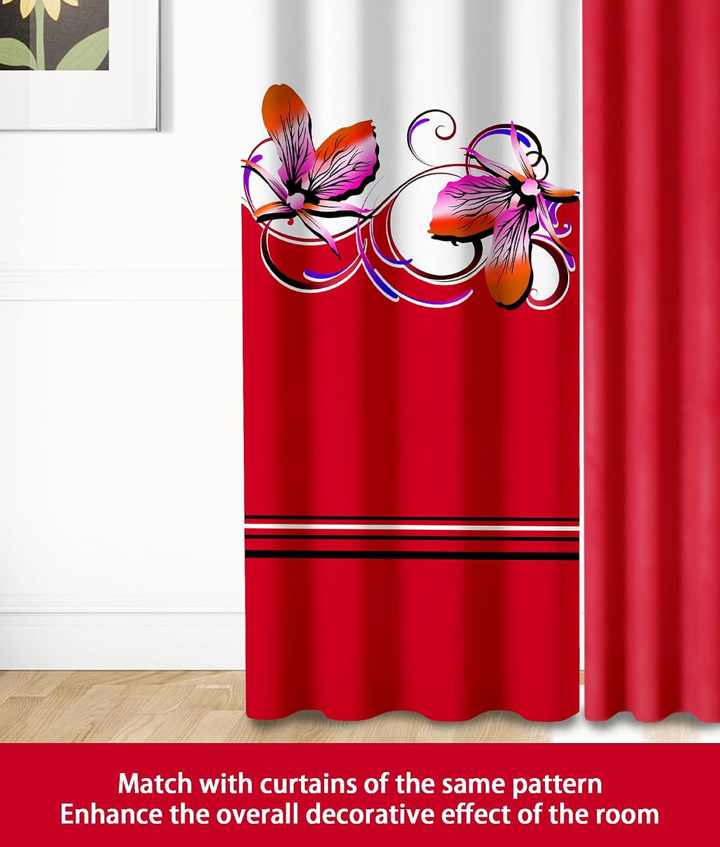 9 Pcs Cal King Bed in a Bag with Curtains | Red Boho Butterfly Bedspread, Pillowcases, Print & Solid Curtains | Microfiber, Moisture-Wicking | Bedspread and Curtain Sets | RV & Outdoor Ready