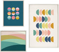 Kate and Laurel Sylvie Simple Shapes in Soft Colors Framed Canvas Wall Art Set by Apricot and Birch; Set of 3; White Frames; Modern Abstract Colorful Art for Wall