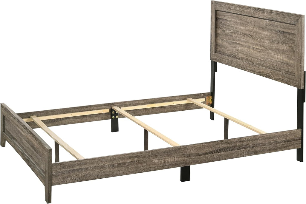 3pc Contemporary Wooden Bedroom Set King Size Panel Bed and 2X Storage Nightstands Gray Finish