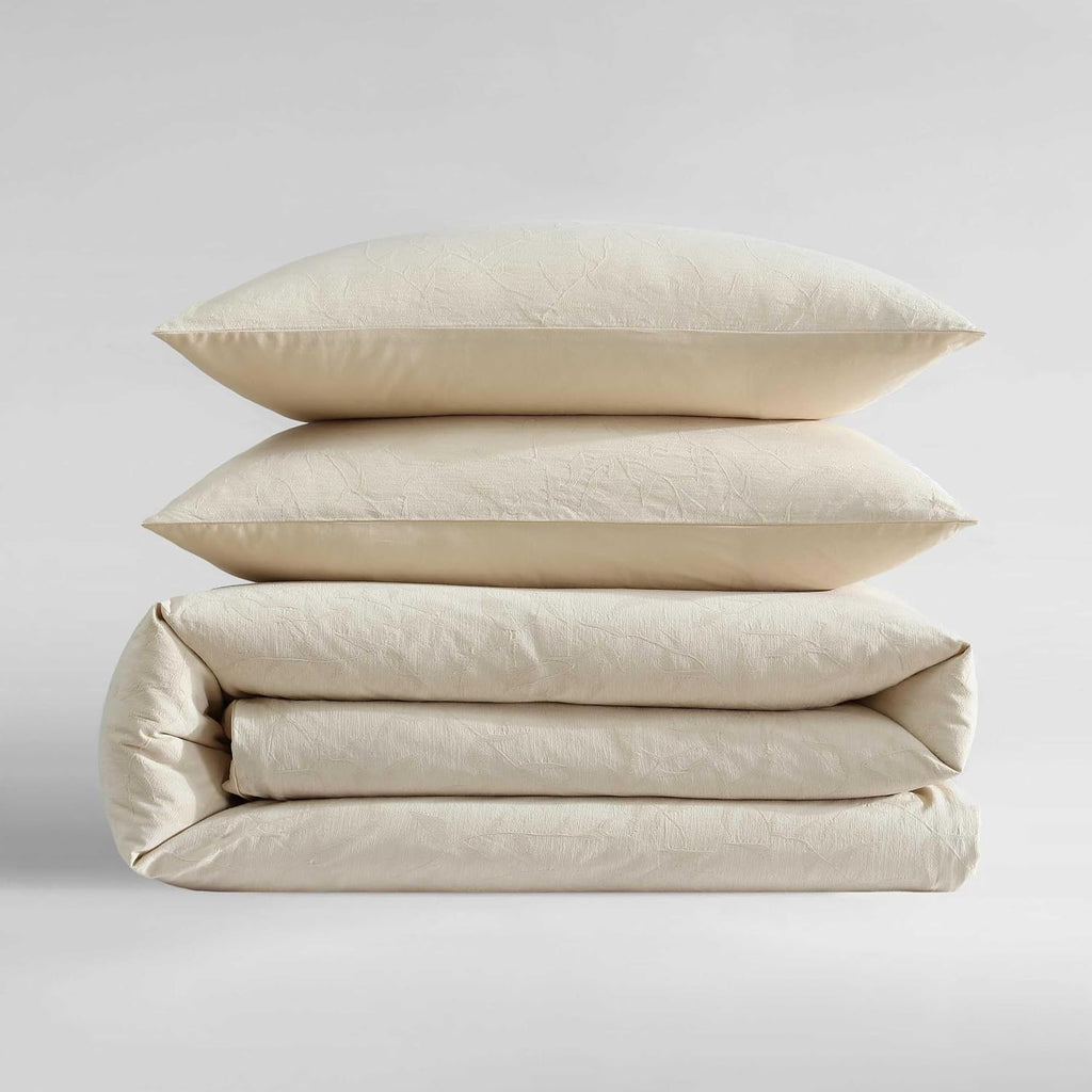 Calvin Klein - King Comforter Set, Floral Inspired Soft Bedding with Matching Shams, Oeko-Tex Certified (Branching Leaves Beige, King)