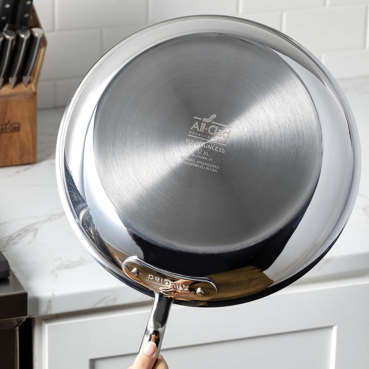 All-Clad D3® Stainless Steel 3 Quart Saute Pan Covered- Made in the USA- The Original Bonded Professional Cookware- Oven Safe & Induction Compatible