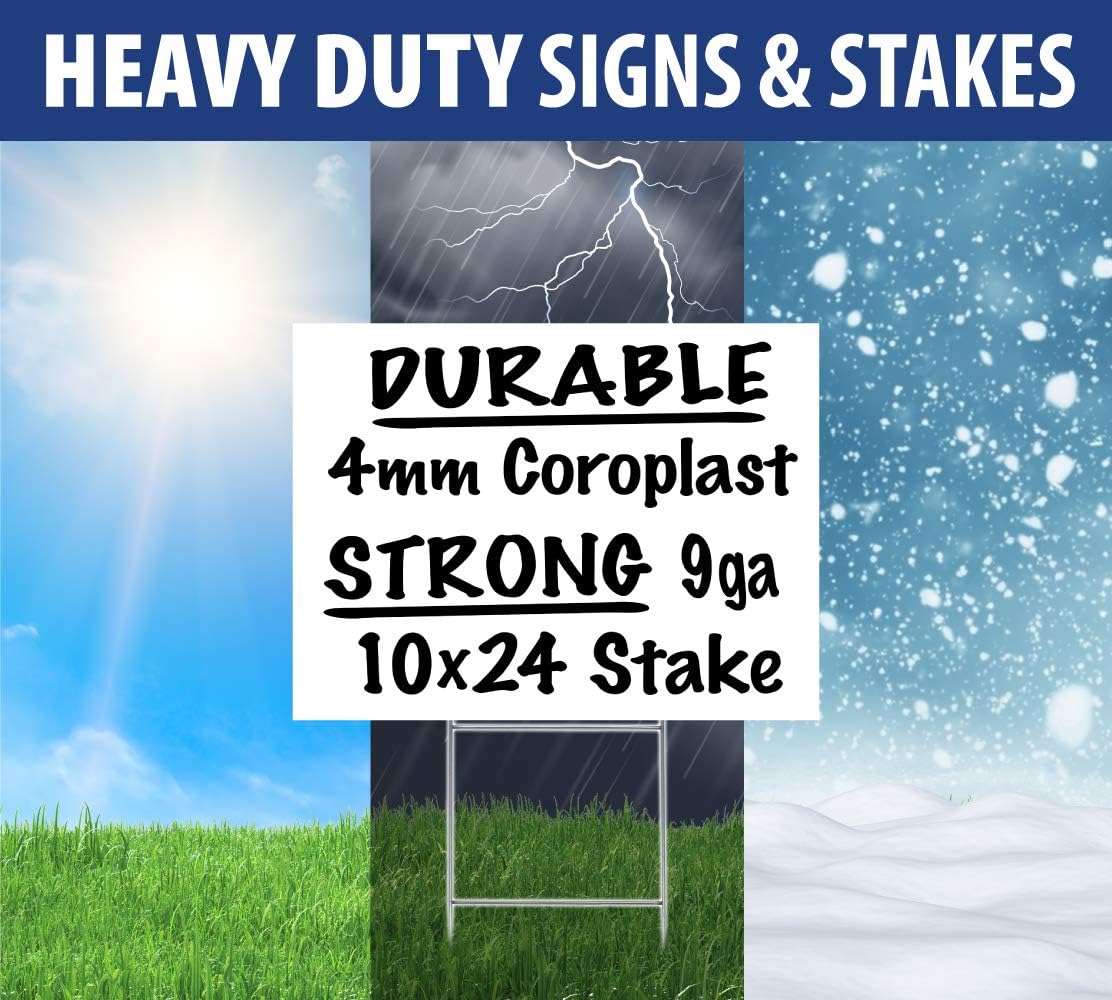 Durable Blank Corrugated White Yard Sign Kit Includes 100 Each: Large 18x24 Signs and Strong Galvanized Steel Double H 10x24 Yard Stakes - Pack of 100 18x24 Signs with Yard Stakes