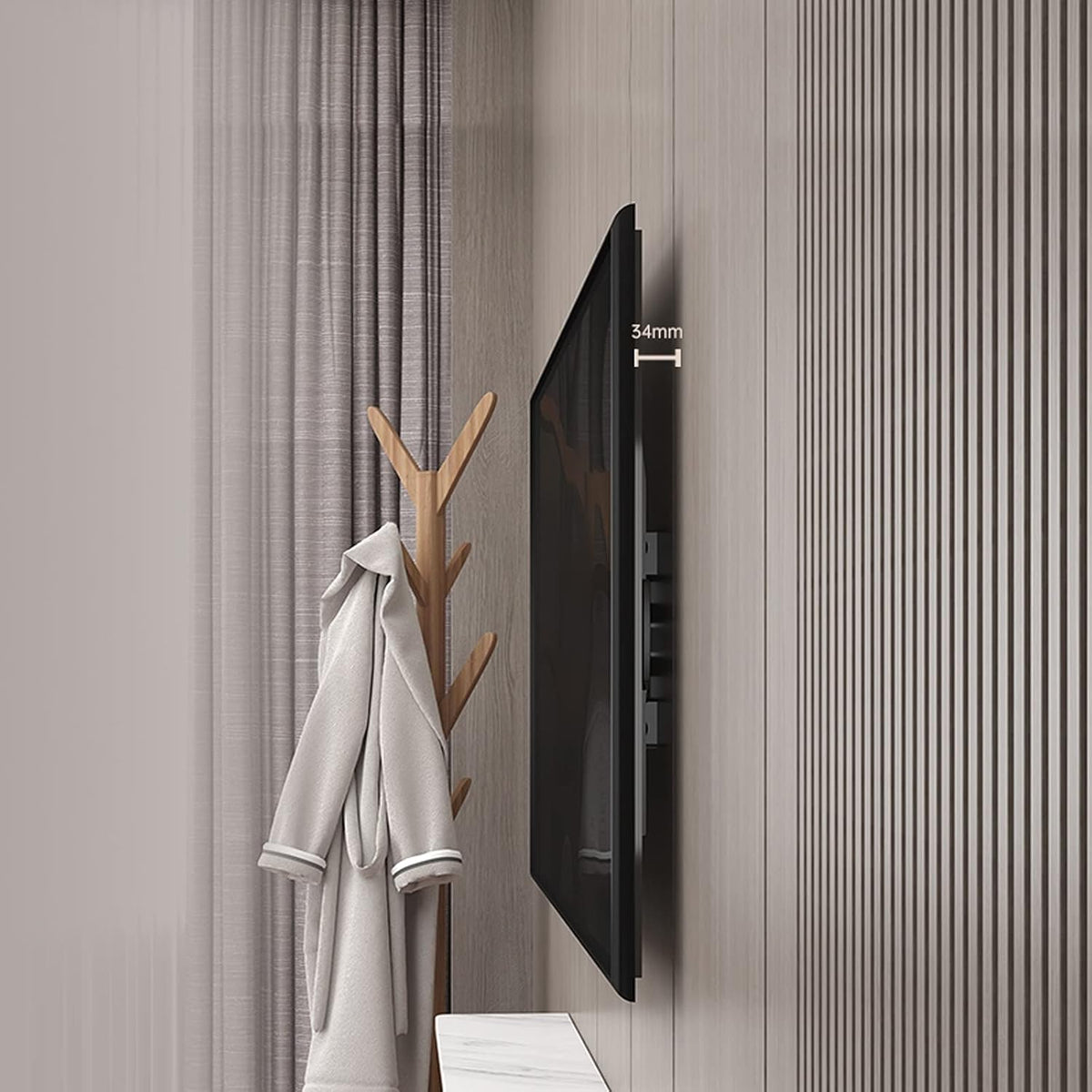 Universal TV Stand TV Stand Base Fully Dynamic Wall-Mounted TV Bracket Swivel Extension Tilt TV Mount Ultra Slim Embedded TV Bracket for Most 37'-70' Flat Curved Screen TVs Tv Stand Mount