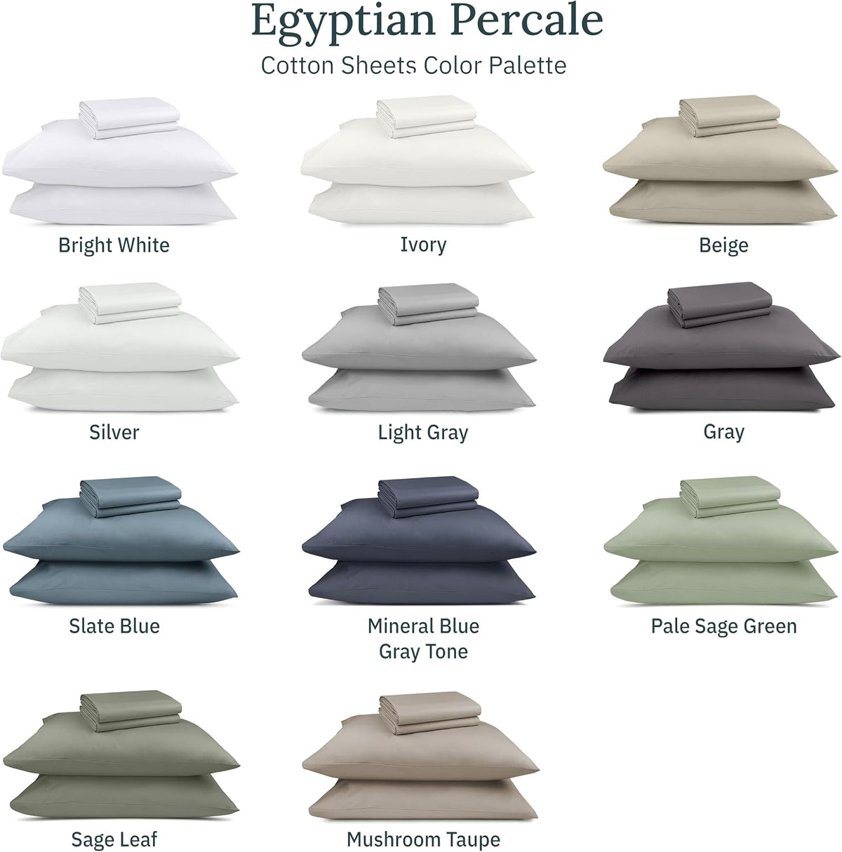 California Design Den Certified 100% Egyptian Cotton Sheets King Size Deep Pocket Set - King Percale Sheet Set with Deep Pockets, Lightweight, Crisp, Durable Luxury Bedding - White