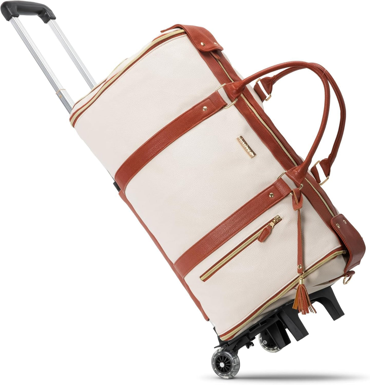 Luhxe Travel Convertible Carry On Garment Roller Bag 2.0 with Shoe Pouch & Detachable Shoulder Strap – Improved Zipper and reinforced straps - Snow
