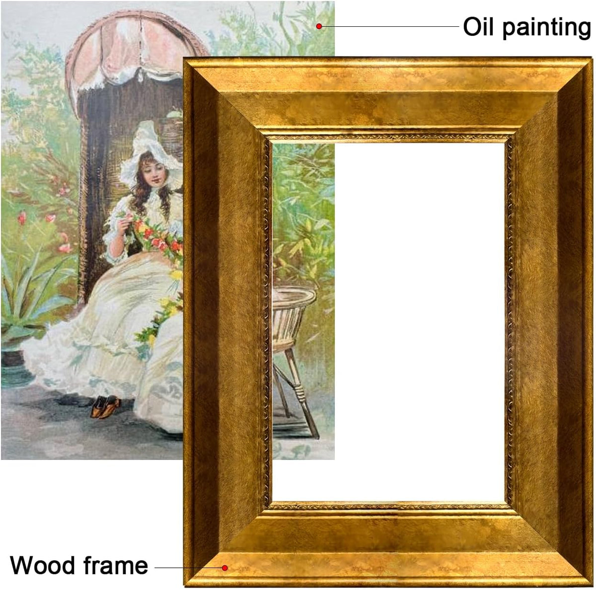 28x32 Antique Gold DIY Painting Frame, Large Ornate Oil Painting Decorative Picture Frame, Hand-Polished Paste Foil, Suitable For European Retro, Baroque Decoration Style(Only Frame)