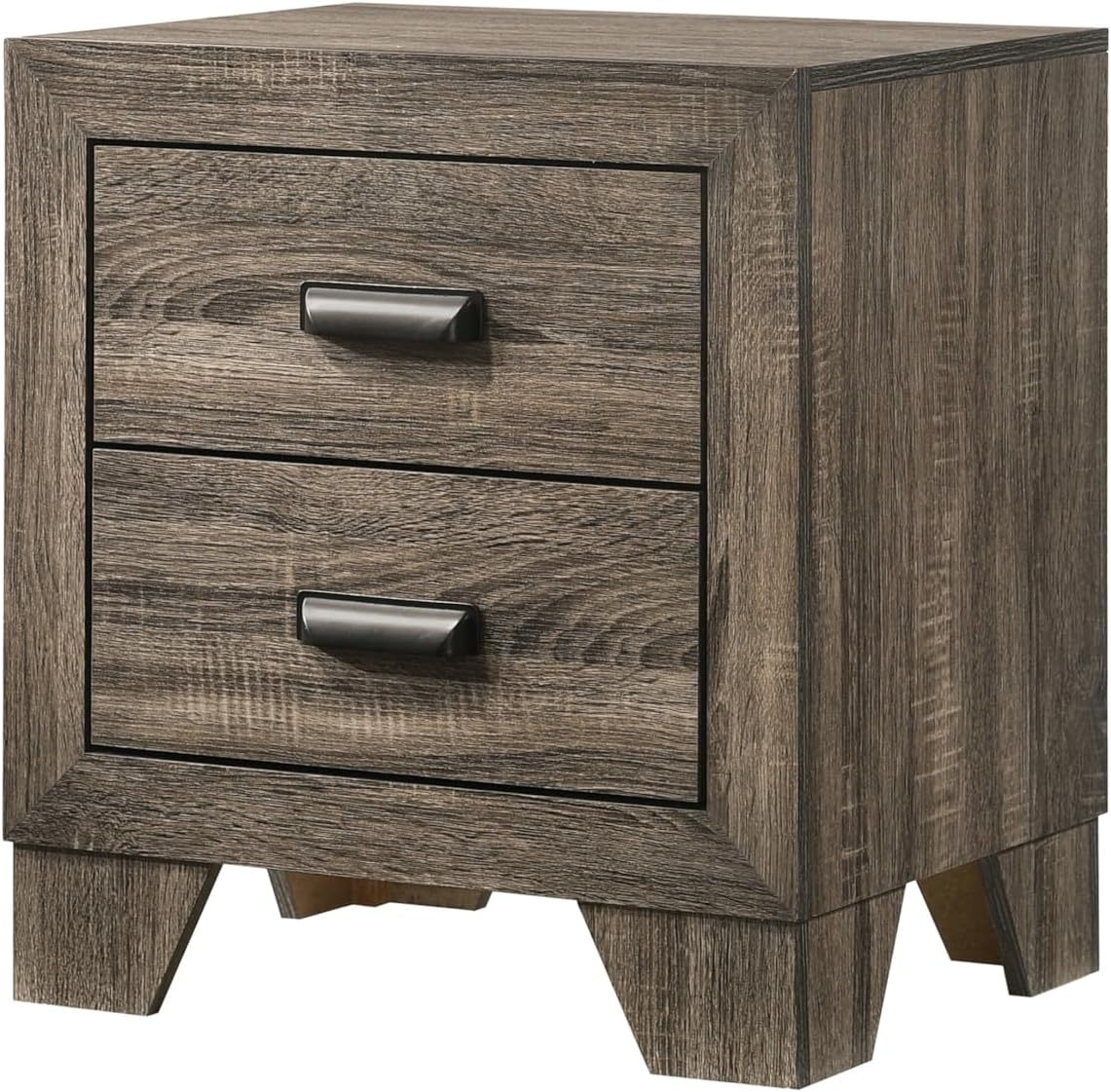 3pc Contemporary Wooden Bedroom Set King Size Panel Bed and 2X Storage Nightstands Gray Finish