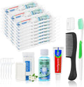 100 Set Personal Care Travel Toiletries Sets Bulk,8-IN-1 Disposable Toothbrushes with Toothpaste and Floss,Mouthwash,Comb,Soap,Cover,Zip Bag Toiletry Travel Toothbrush Kit for Homeless,Hotel,Charity