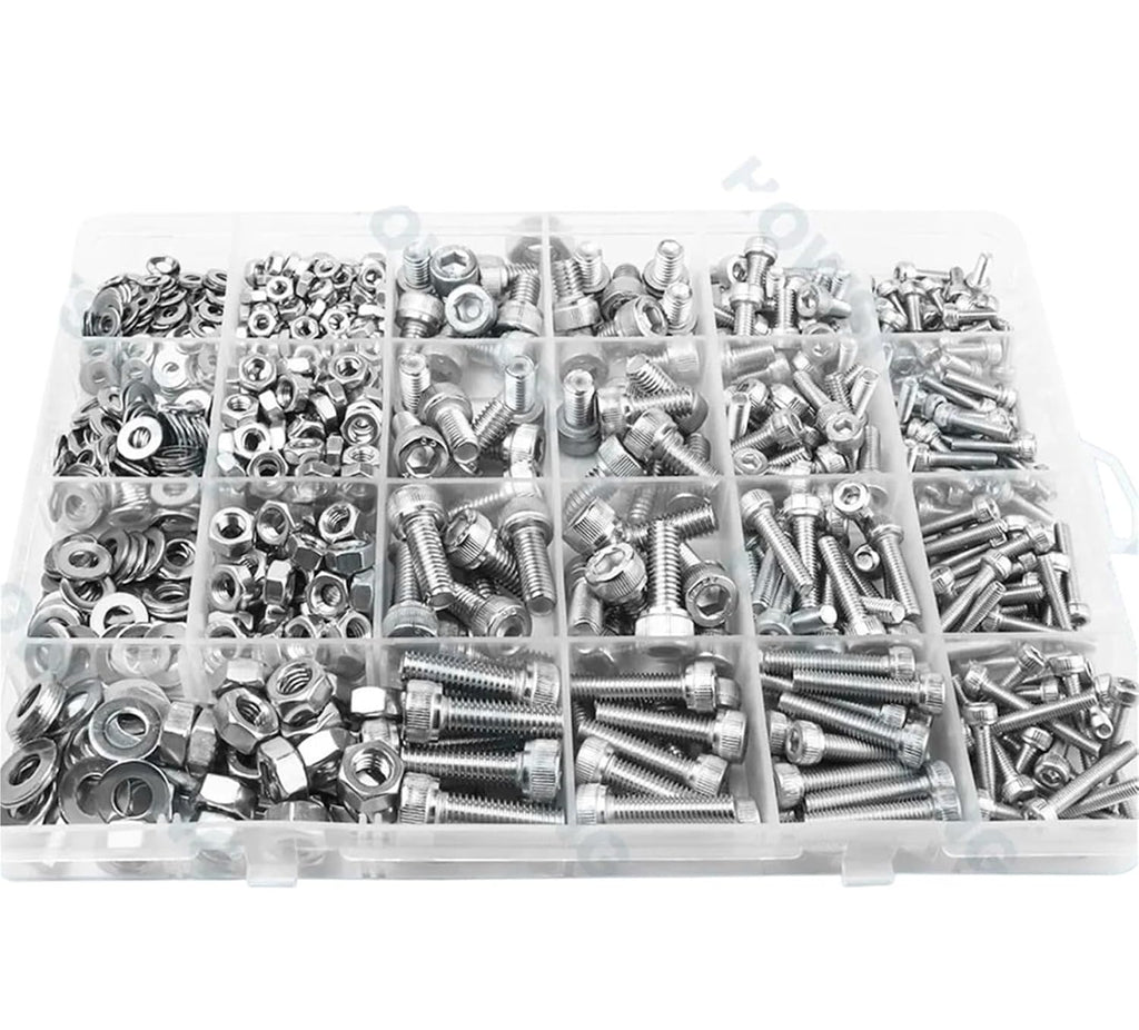 Set Screw Assortment Kit 1403/736pcs Hex Socket Cap Head Screw Bolt Nut Set M2 M4 M5 M6 Bolts Assortment Kit for Homeowners,DIYers,Mechanics,Industrial Workers(1403pcs Set)