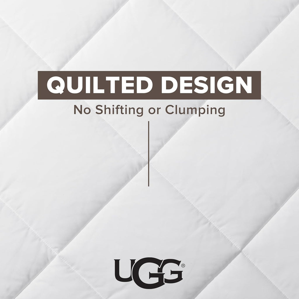 UGG Danielle Full/Queen Comforter Duvet Insert Cooling Lightweight Down Alternative Hypoallergenic Washable Quilted Fluffy Comforter Blanket with Corner Tabs for Duvet Cover, Full/Queen, Bright White