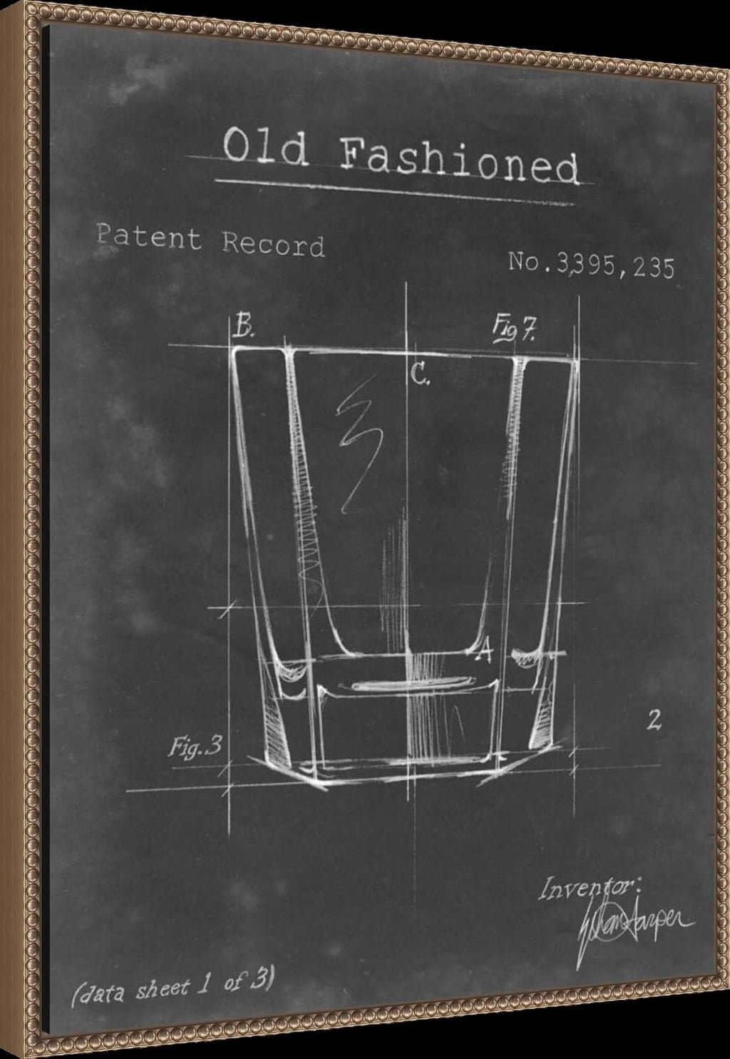 Amanti Art Framed Canvas Wall Art 28x23 Barware Blueprint I by Ethan Harper, Framed Wall Art Canvas, Architecture Artwork, Traditional Decor, Medium Poster Painting for Living Room, Bedroom, Bathroom
