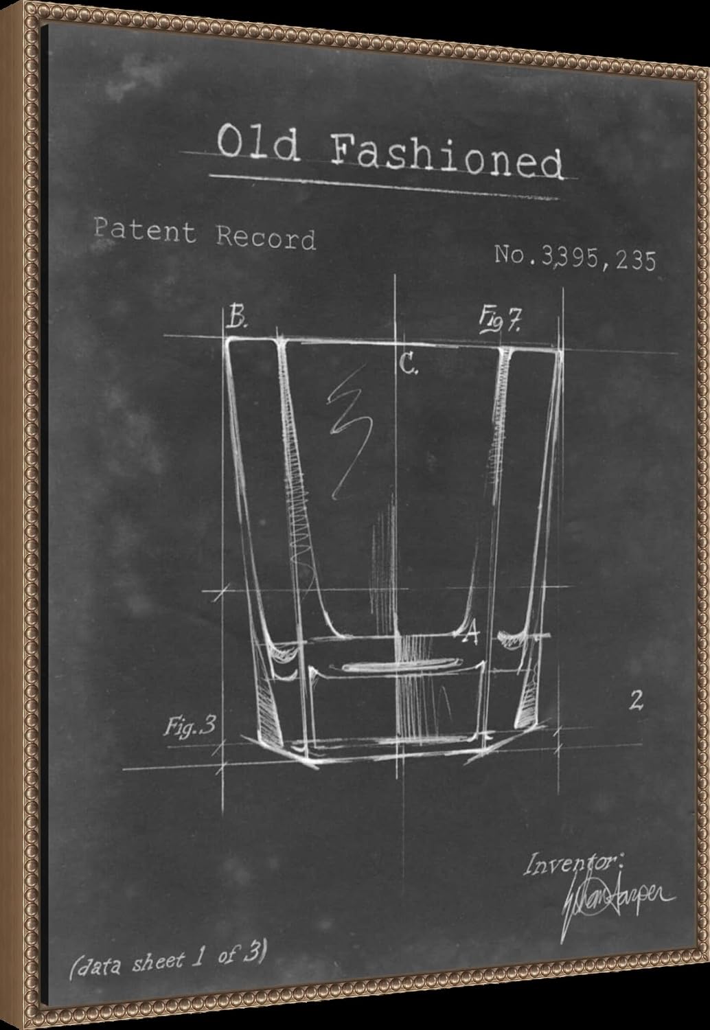 Amanti Art Framed Canvas Wall Art 28x23 Barware Blueprint I by Ethan Harper, Framed Wall Art Canvas, Architecture Artwork, Traditional Decor, Medium Poster Painting for Living Room, Bedroom, Bathroom