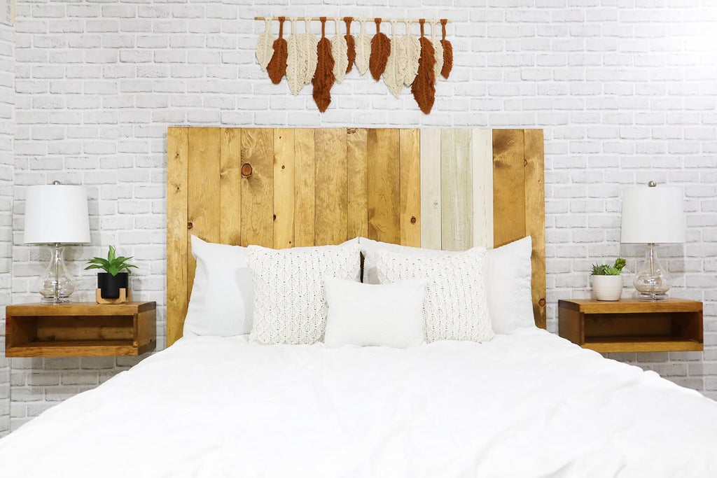 Barn Walls Boho Euro Mix Signature Design, Multicolored Solid Wood Headboard, Floating Panels, Wall Mount, Adjustable Height, Easy Assembly, Twin Size