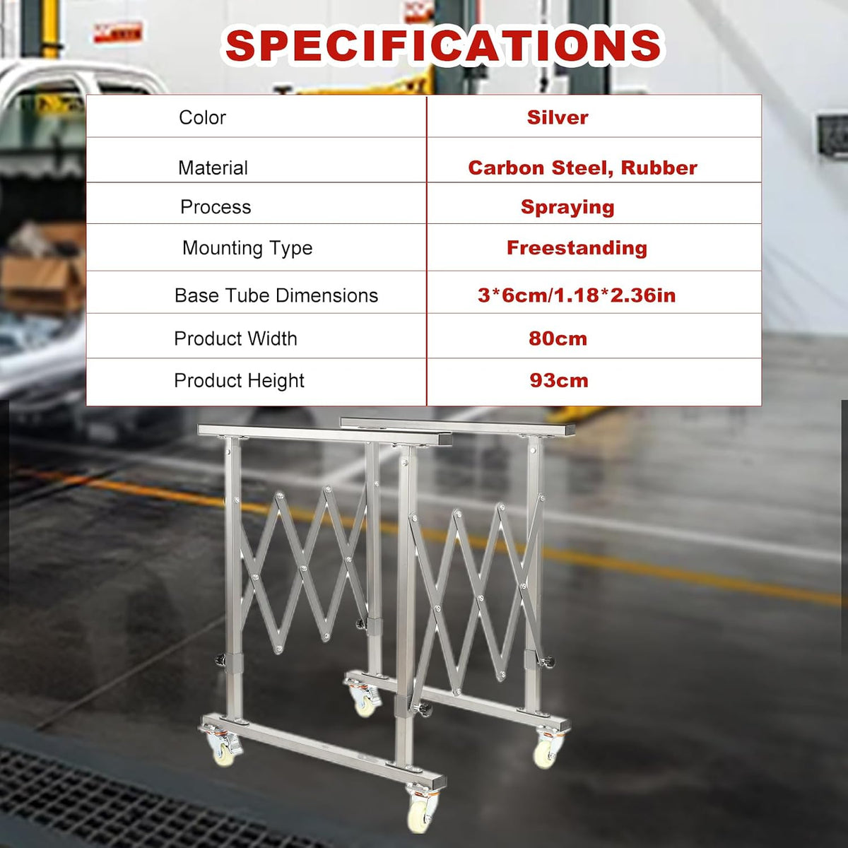 Automotive Panel Paint Rack, Mobile Telescopic Universal Paint Stand, Adjustable Mechanical Panel Paint Stand, Carbon Steel Panel Paint Stand,Silver