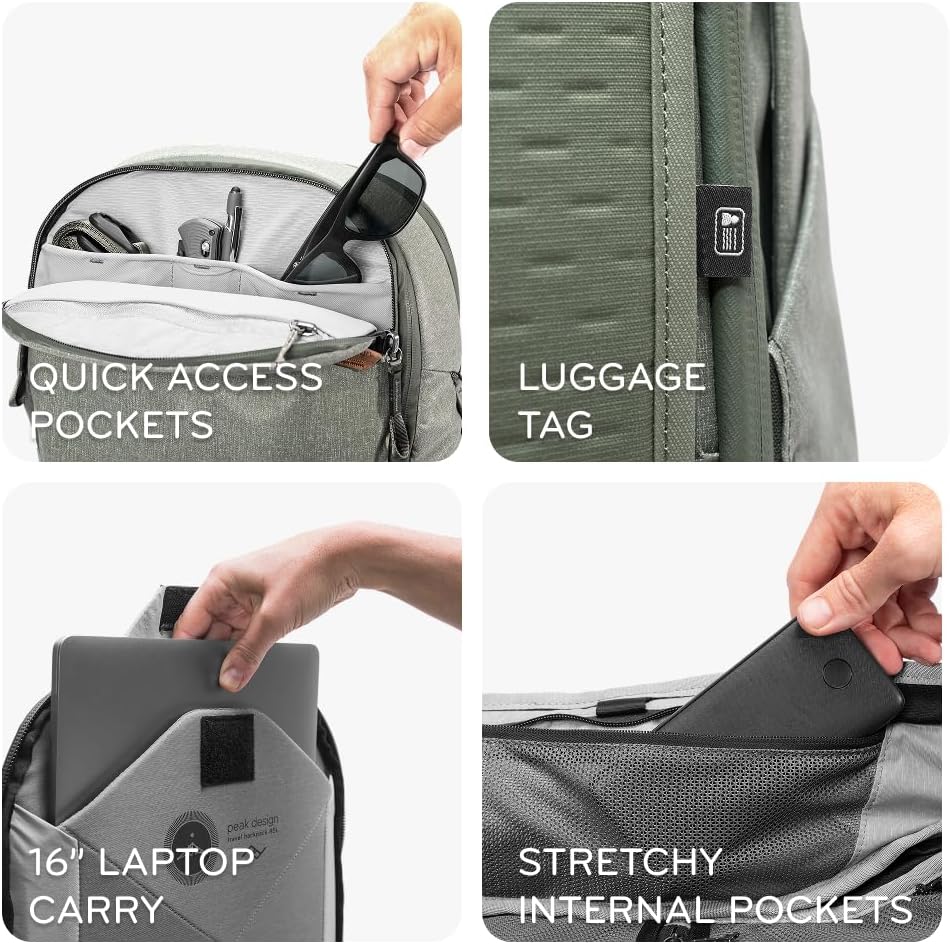 Peak Design Travel Backpack 45L, Eclipse, Expandable 35-45L Design, Rear and Top Access, Weatherproof Shell, Laptop Sleeve, Ideal for Travel or Everyday Carry, Versatile Backpack for Men and Women