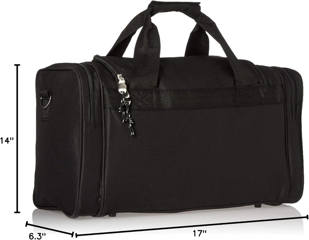 Rockland Duffel Bag, Black, 18.5 in X 10.5 in X 8.5 in (Pack of 12)