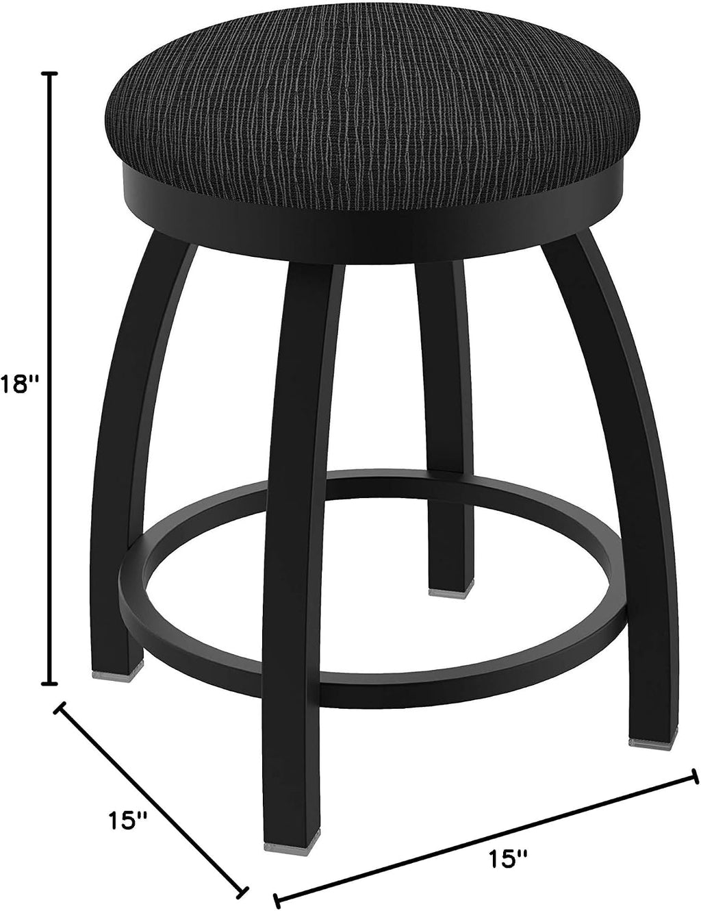 HBS 802 Misha 18' Swivel Vanity Stool with Black Wrinkle Finish and Graph Coal Seat