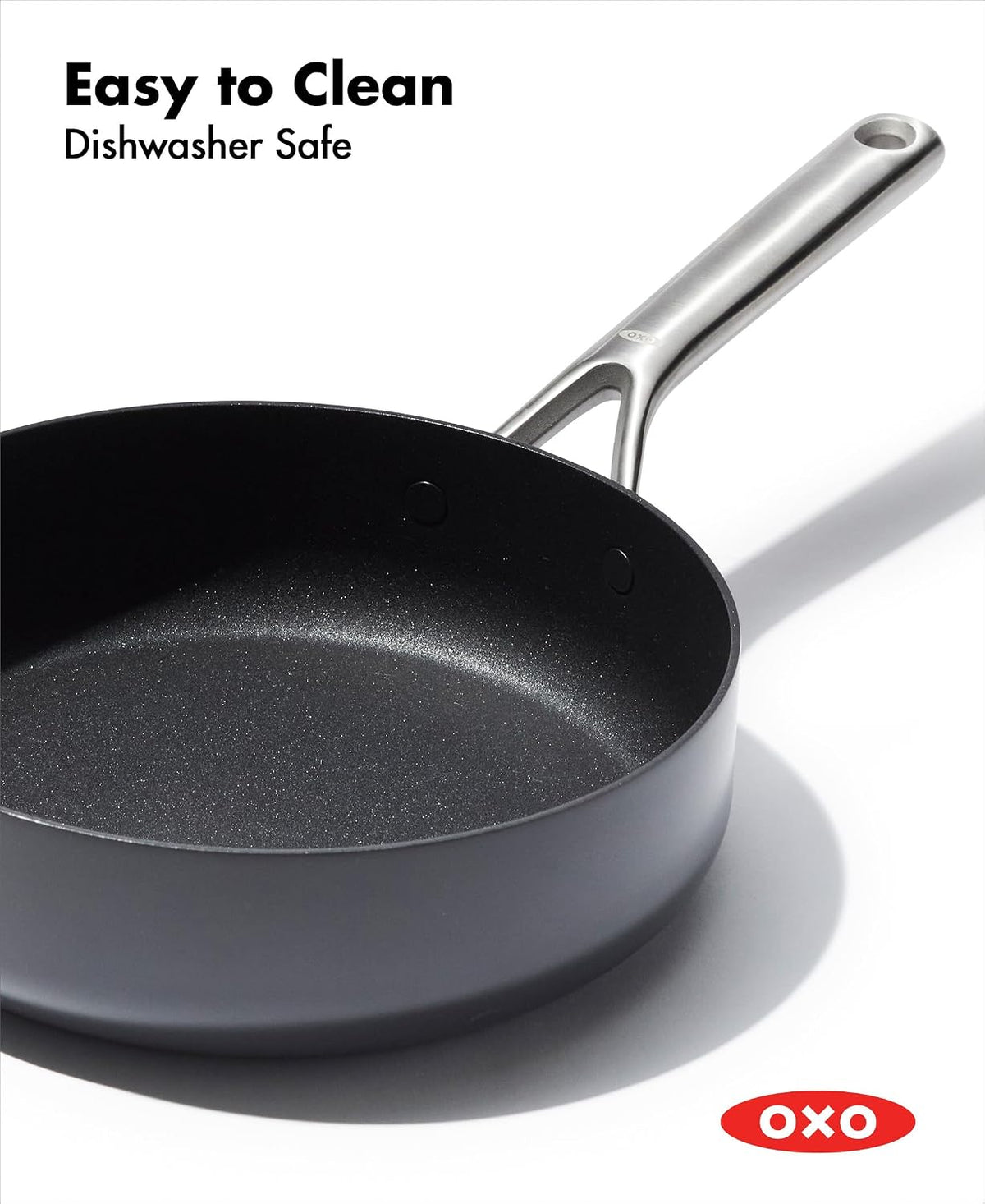 OXO Professional 3QT Saute Pan Jumbo Cooker with Lid, Hard Anodized Ceramic Nonstick Cookware PFAS-Free, Stainless Steel, Induction Suitable, Diamond Reinforced Coating Dishwasher and Oven Safe, Black