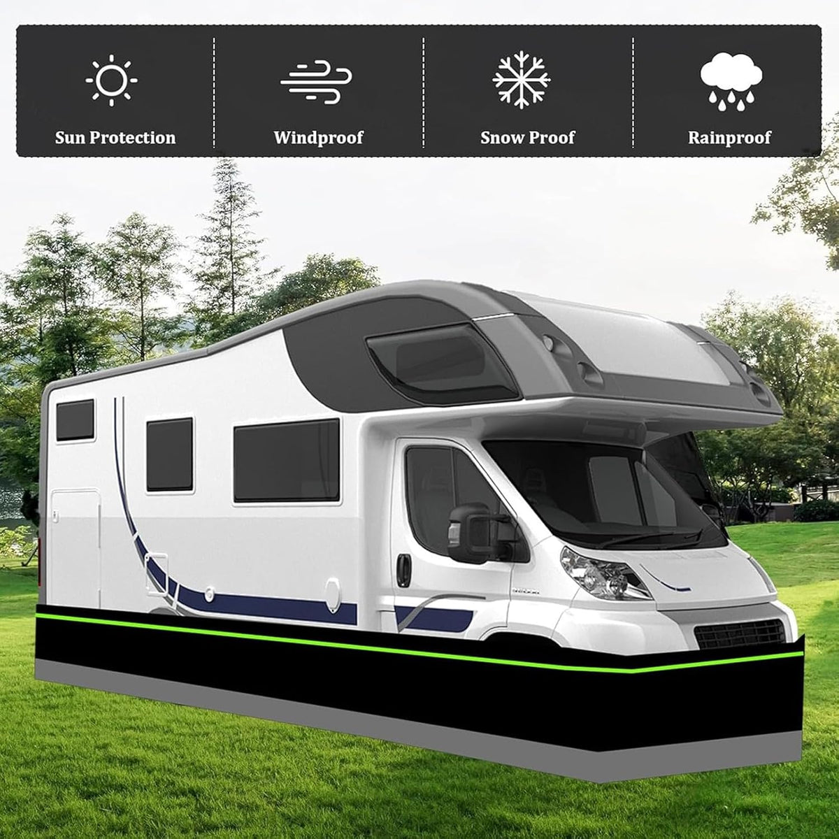 RV Winter Skirting No Drilling Required, 32' High, High-Density Fiberboard Fifth, with Iron Mesh Base, Durable Weather Protection(36m/118ft)