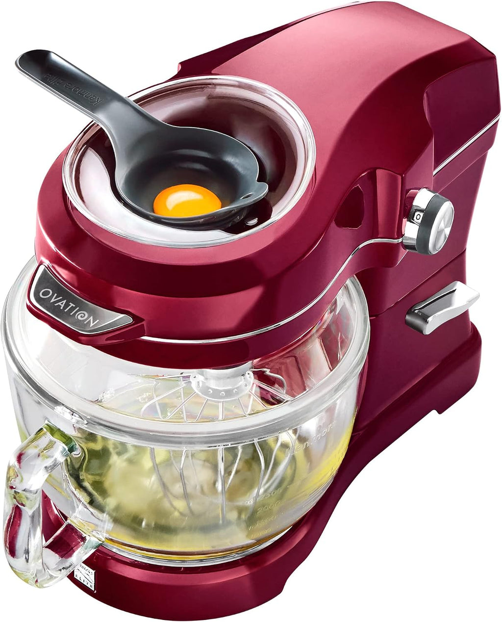 Kenmore 500W Oviation Stand Mixer - 10 Speed Mixing, Tilt-Head, 5QT Handheld Glass Bowl With Pouring Top Splash Guard, Flat Beater, Whisk, Dough Hook Attachments Countertop Kitchen Appliance, Red