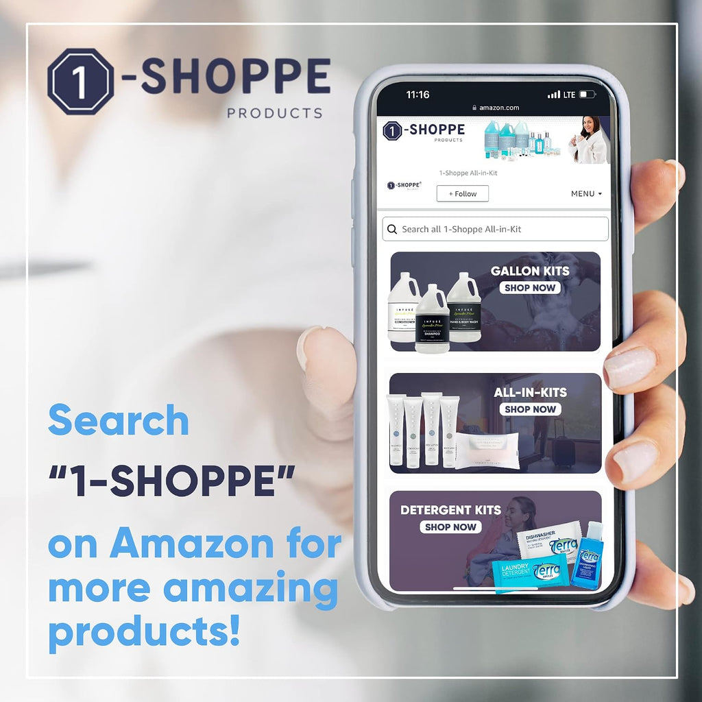 H2O Therapy Hotel Soaps & Toiletries Bulk Set | 1-Shoppe Amenities Kit | 0.85oz Shampoo & Conditioner, Body Wash, Lotion, 1oz Bar Soap | Travel Size | 300 Pieces