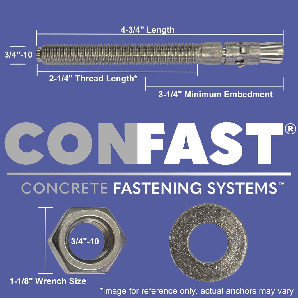 CONFAST 3/4' x 4-3/4' 316 Stainless Steel Wedge Anchor (5 per Box)