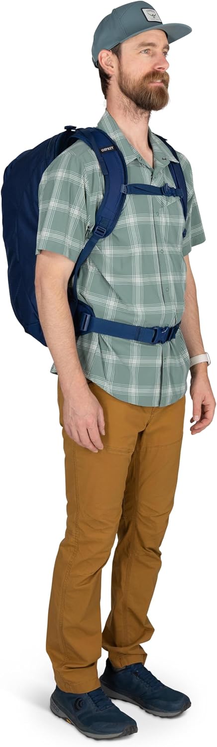 Osprey Farpoint 40L Men's Travel Backpack - Carry On Bag with Laptop Sleeve and Toiletry Pocket, Antique Blue