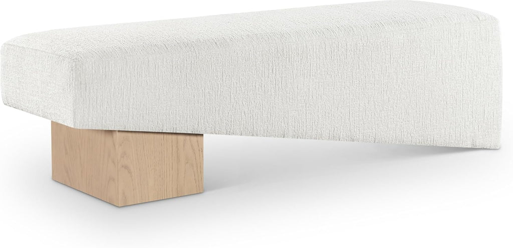 Meridian Furniture Alora Cream Polyester Fabric Bench
