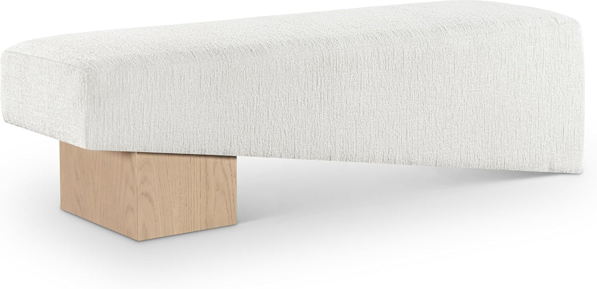 Meridian Furniture Alora Cream Polyester Fabric Bench