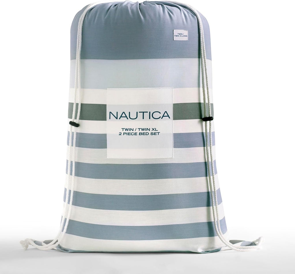 Nautica - King Size Comforter Set, Cotton Reversible Bedding with Matching Shams, Home Decor for All Seasons (Lansier Grey, King)