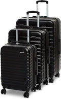 Amazon Basics 3-Piece Hardshell Luggage Set (21', 26', 30'), Scratch-Resistant Expandable Suitcases with Multi-directional Wheels and Telescoping Handle, Black