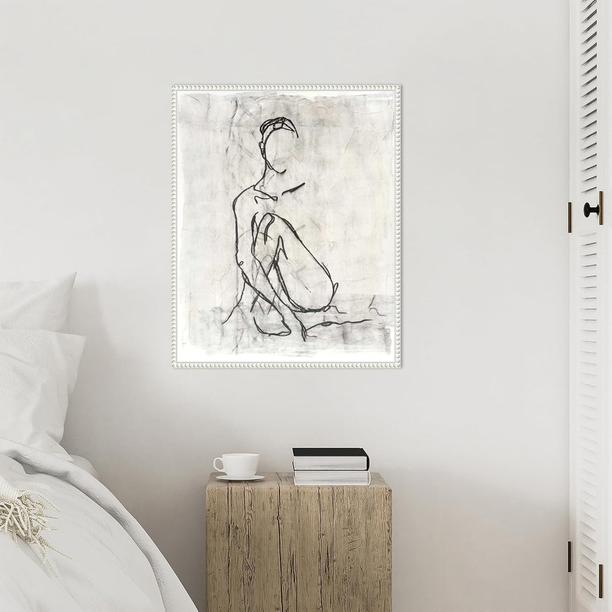 Amanti Art Framed Canvas Wall Art 28x23 Embellished Nude Contour Sketch II by Ethan Harper, Framed Wall Art Canvas, Abstract Artwork, Traditional Decor, Medium Poster Painting for Living Room,