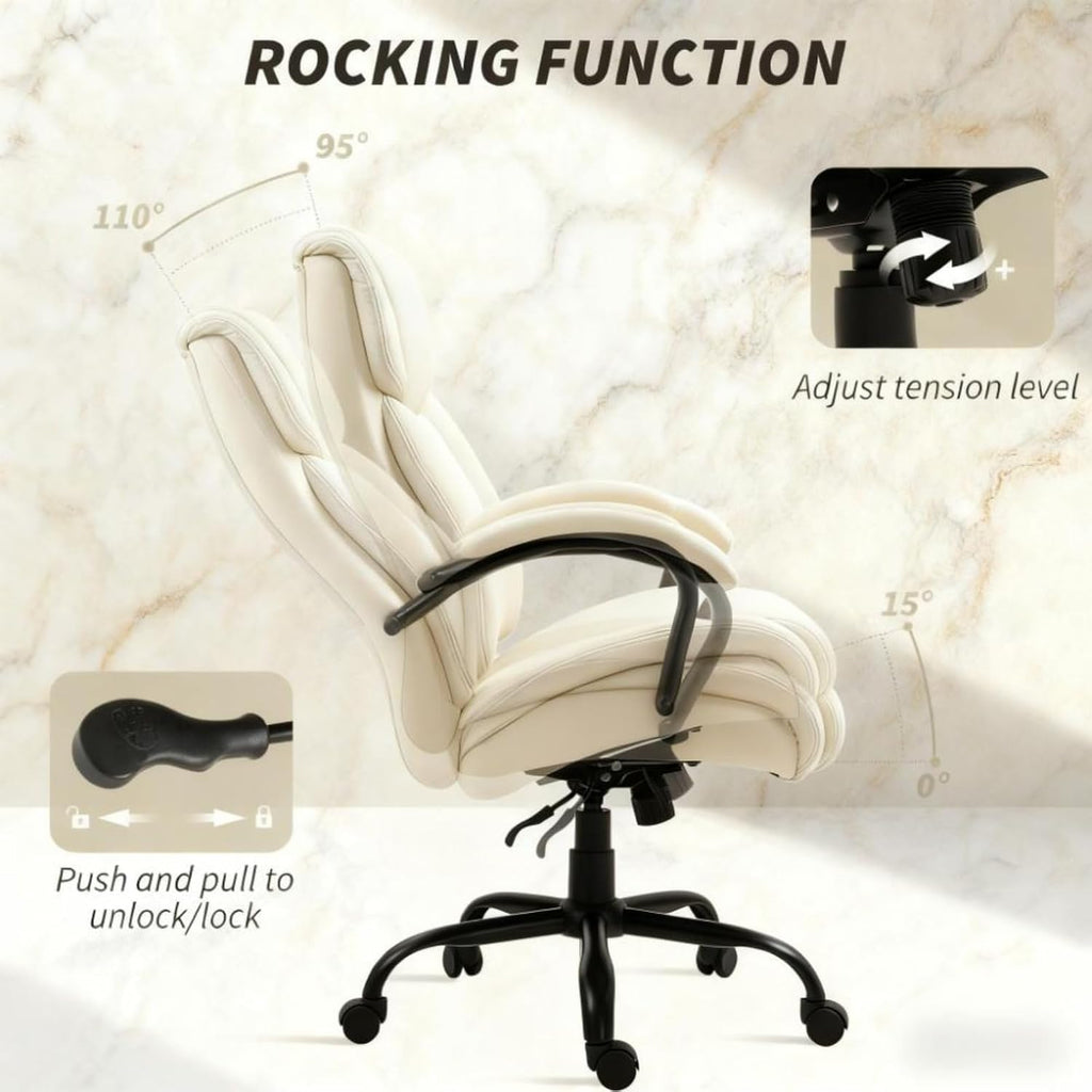 Hassyee Comfortable Design Executive Office Chair with Universal Wheels, Curved Backrest Design Home Office Table Chair with Adjustable Height