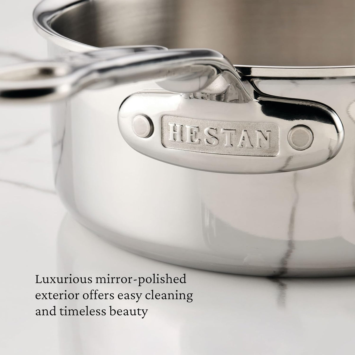 Hestan ProBond Luxe 2-Quart Saucepan with Lid, Professional Clad Stainless Steel, ProCore Tri-Ply Clad Construction, Polished Exterior, Induction & Oven Safe