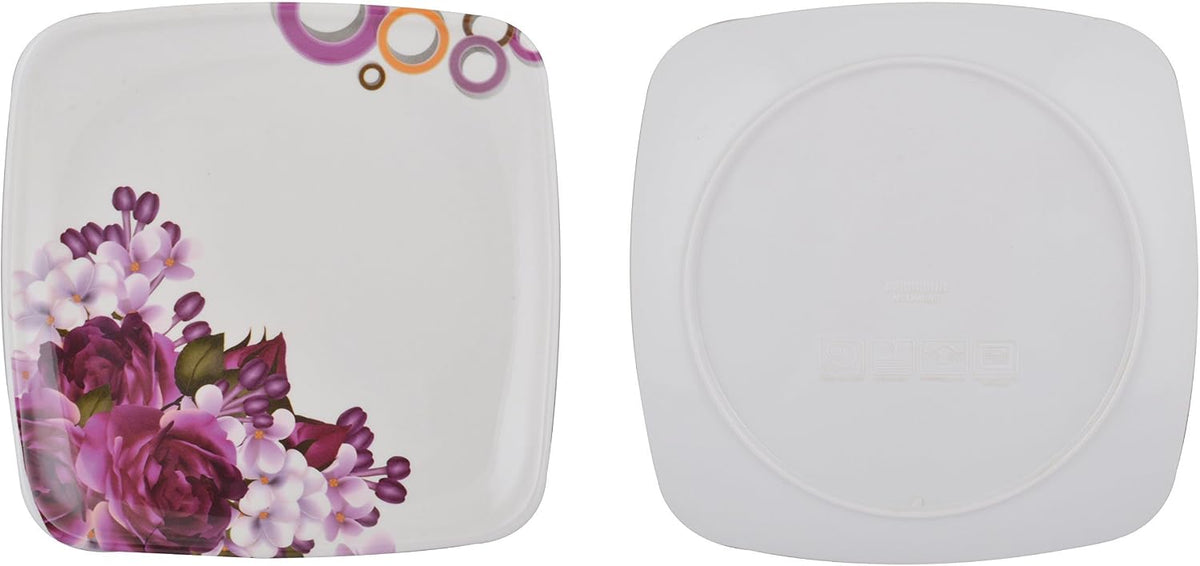 Maharaja Royal Melamine Unbreakable, Microwave Safe Dinner Set (White and Purple) -40 Pieces, Service for 6