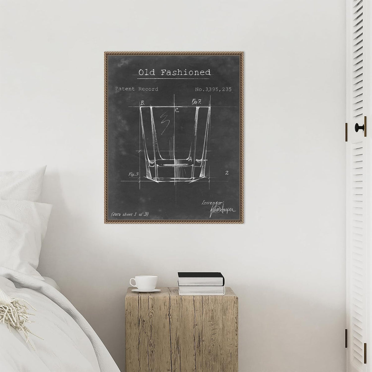 Amanti Art Framed Canvas Wall Art 28x23 Barware Blueprint I by Ethan Harper, Framed Wall Art Canvas, Architecture Artwork, Traditional Decor, Medium Poster Painting for Living Room, Bedroom, Bathroom