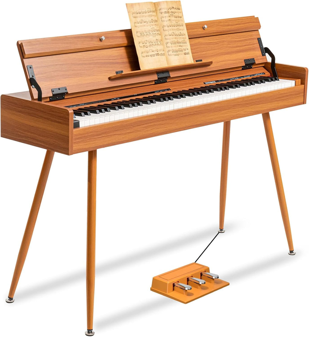 UISCOM 88 Key Weighted Digital Piano - Wooden Desk Electric Piano Transforms Between Desk and Vanity - Progressive Hammer-Action Keyboard, Perfect for Beginners with MIDI Functionality