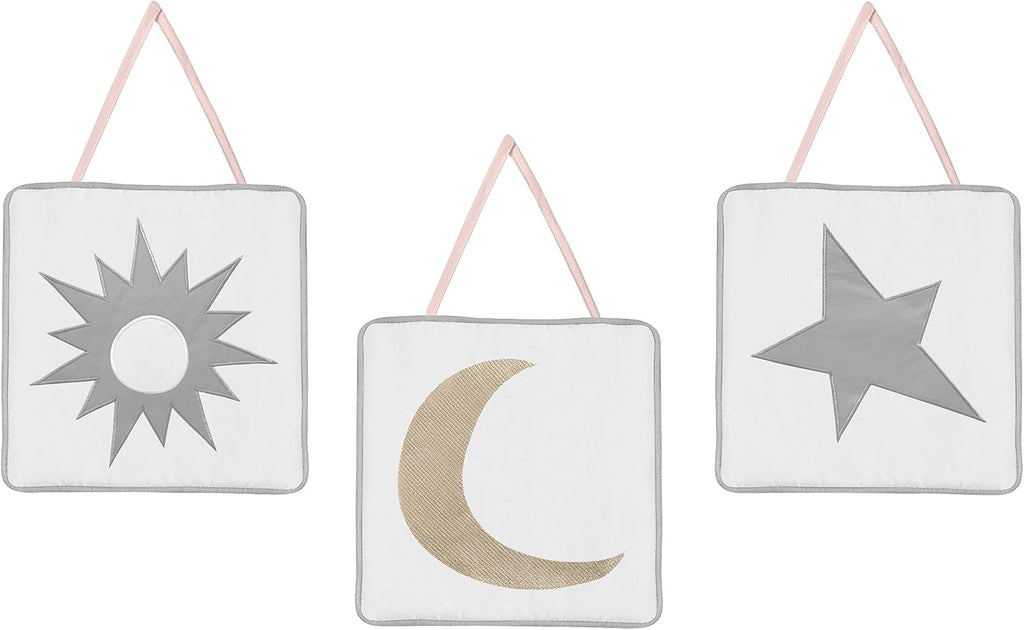 Sweet Jojo Designs 11 pc. Blush Pink, Gold, Grey and White Star and Moon Celestial Baby Girl Crib Bedding Set