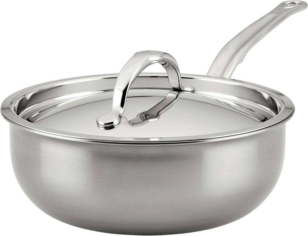 Hestan - NanoBond Collection - Titanium Stainless Steel Saucier Pan with Lid, Induction Cooktop Compatible, 2-Quart
