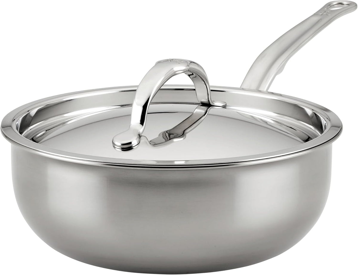Hestan - NanoBond Collection - Titanium Stainless Steel Saucier Pan with Lid, Induction Cooktop Compatible, 2-Quart