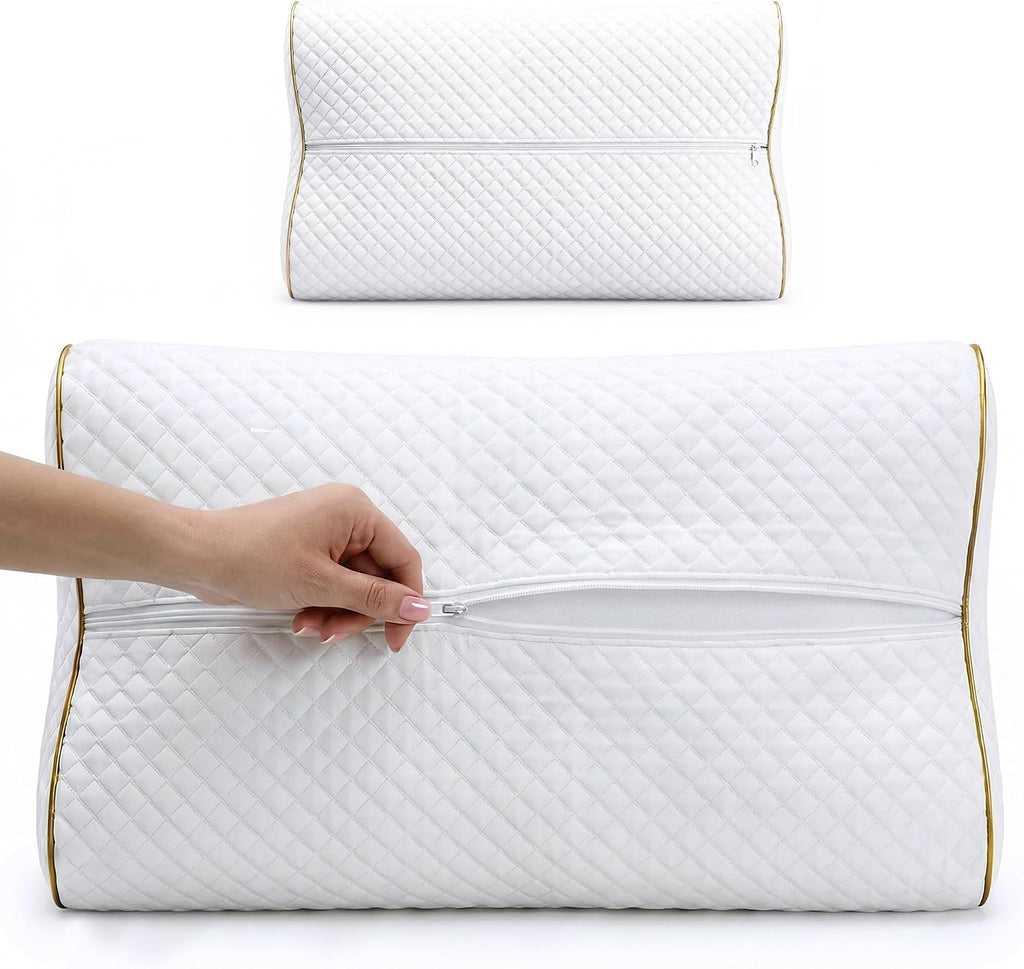 Memory Foam Pillow (2-Pack Extra King - 31 x 14 x 6.5) 4-Layer King, Contour, Side Sleeper Orthopedic, Neck Support Pillow, Neck Pain, Side Sleepers