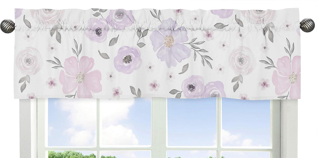 Sweet Jojo Designs Lavender Purple, Pink, Grey and White Shabby Chic Watercolor Floral Baby Girl Nursery Crib Bedding Set - 11 Pieces - Rose Flower Polka Dot