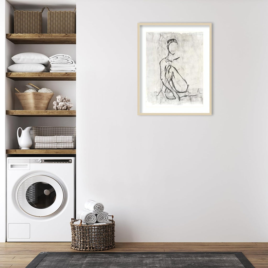 Amanti Art Framed Wall Art Print 41x33 Embellished Nude Contour Sketch II by Ethan Harper, Abstract Wall Art, Modern Contemporary Decor, X-Large Poster Painting Artwork for Living Room, Bedroom,