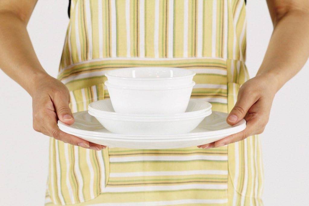 CORELLE CP-9626 Plate, Plate, Width 8.9 x Depth 8.9 x Height 2.6 inches (22.5 x 22.5 x 6.5 cm), Unbreakable, Lightweight, Winter Frost White, Square, Large Bowl, Set of 5