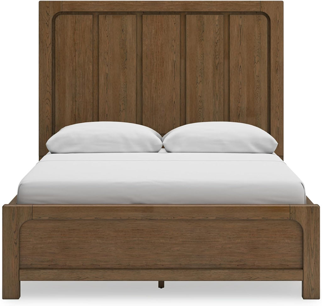 Signature Design by Ashley Cabalynn Modern 4-Drawer Queen Platform Bed with Storage, Foundation or Box Spring Not Needed, Light Brown