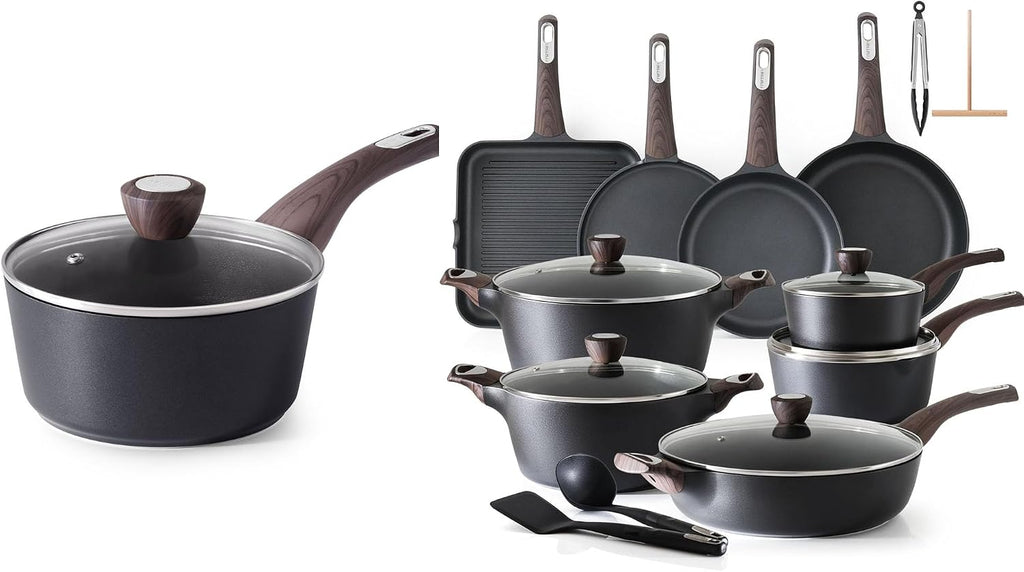 SENSARTE 26 Pcs Pots and Pans Set Nonstick,Kitchen Cooking Set,1.5 Quart Nonstick Sauce Pan with Lid,Non stick Saucier Pan, Induction Comptable, PFOA Free