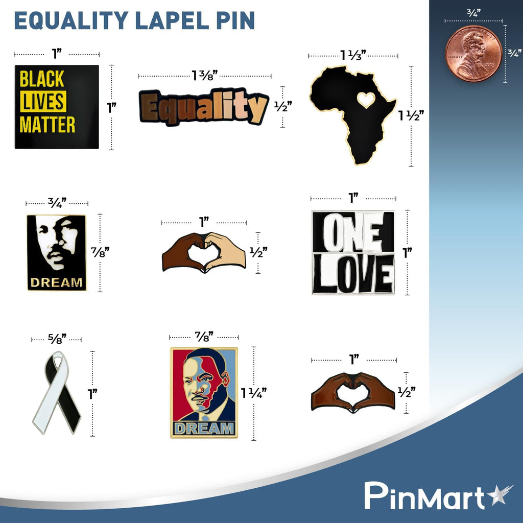 PinMart Equality Lapel Pin – Black Die Plated Enamel Lapel Pin for BLM Advocates – Raise Awareness and Fight for Equality – Badge for Clothing, Bags, and Lanyards