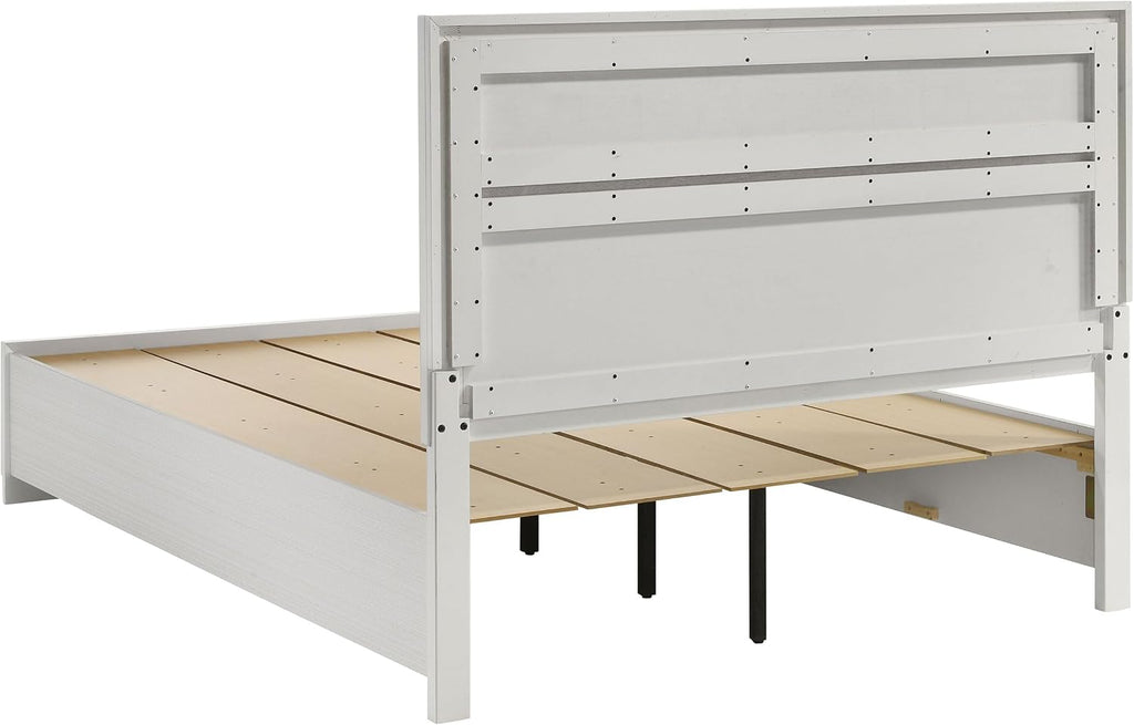Coaster Home Furnishings Miranda Contemporary 4-Piece Bedroom Set Queen Size Storage Panel Bed Frame 50-inch Headboard White 205111Q-S4