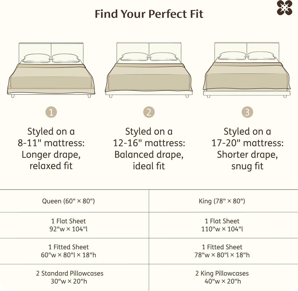 Bedsure 100% Giza Egyptian Cotton Sheets King Size - Luxury Hotel Sheets 18' Deep Pocket with 4 Corner Straps, PureWoven Soft & Beathable Sateen Weave Bedsheets (Dusty Blue,King)