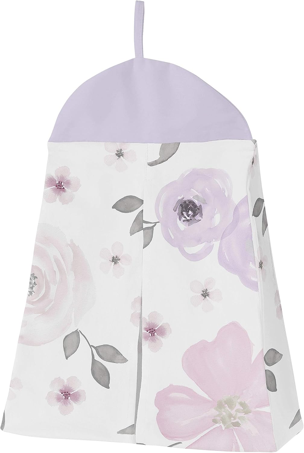 Sweet Jojo Designs Lavender Purple, Pink, Grey and White Shabby Chic Watercolor Floral Baby Girl Nursery Crib Bedding Set - 11 Pieces - Rose Flower Polka Dot
